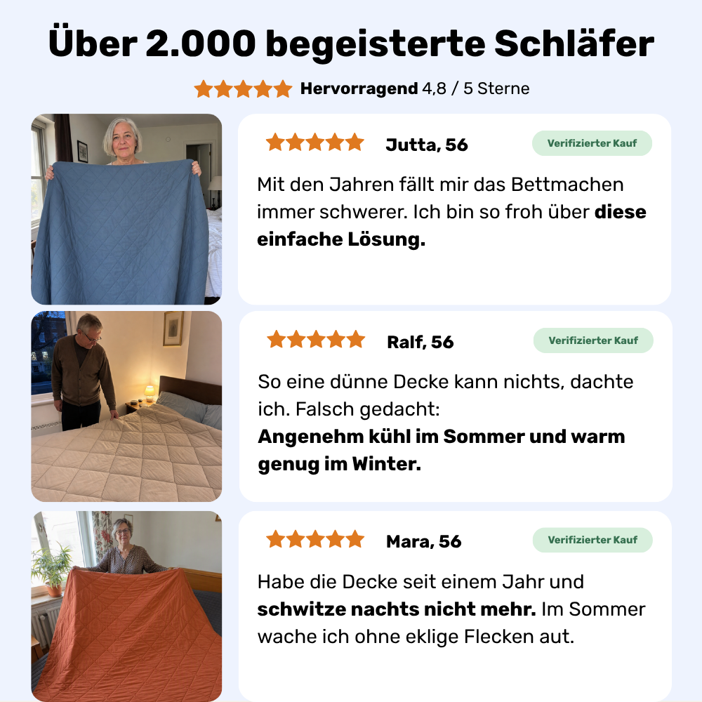 Duné Everyday Bettdecke - 2-in-1 Ganzjahresdecke. Ohne Bettwäsche & schnelltrocknend